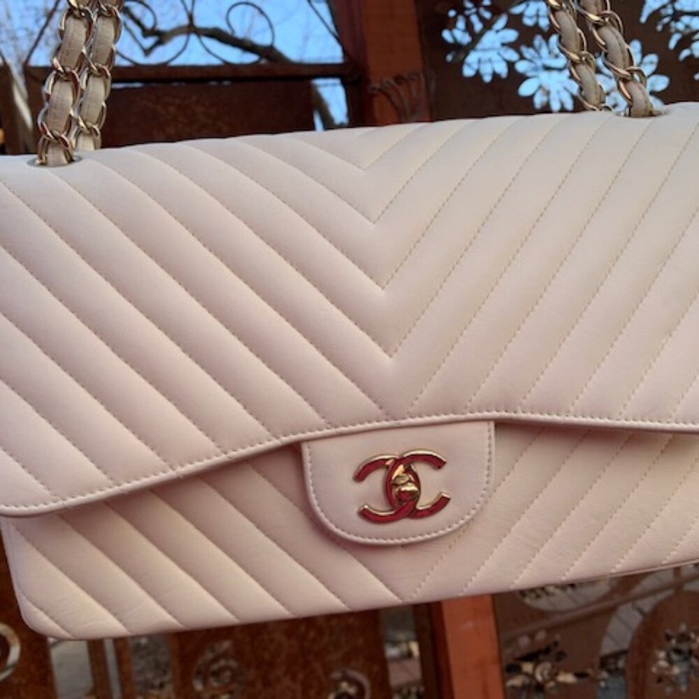 Chanel Classic Flap Jumbo Double Flap, Chevron